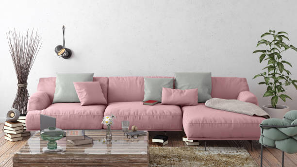 تصویر 3 از مبل راحتی صورتی با دوخت ظریف و فرم لطیف برای فضای نشیمن